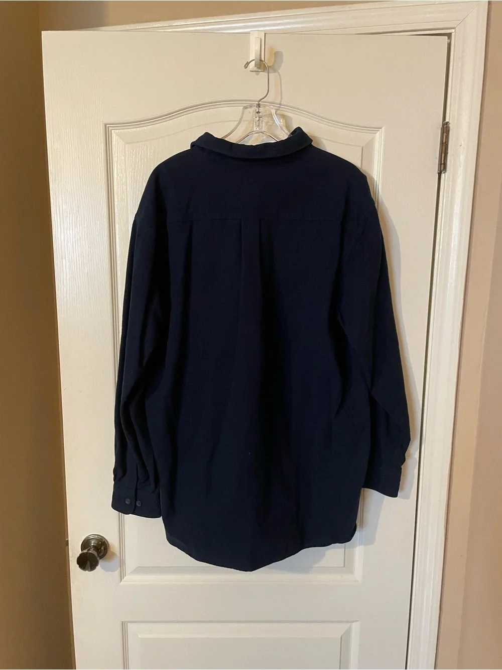LL Bean Chamois Cloth Shirt Mens XL Regular Navy Blue Heavyweight Cotton Flannel